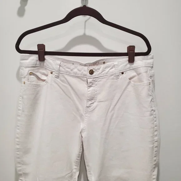 Jennifer Lopez White Cotton Spandex Blend Capri 5 Pocket Style Jeans   16P - Picture 2 of 10